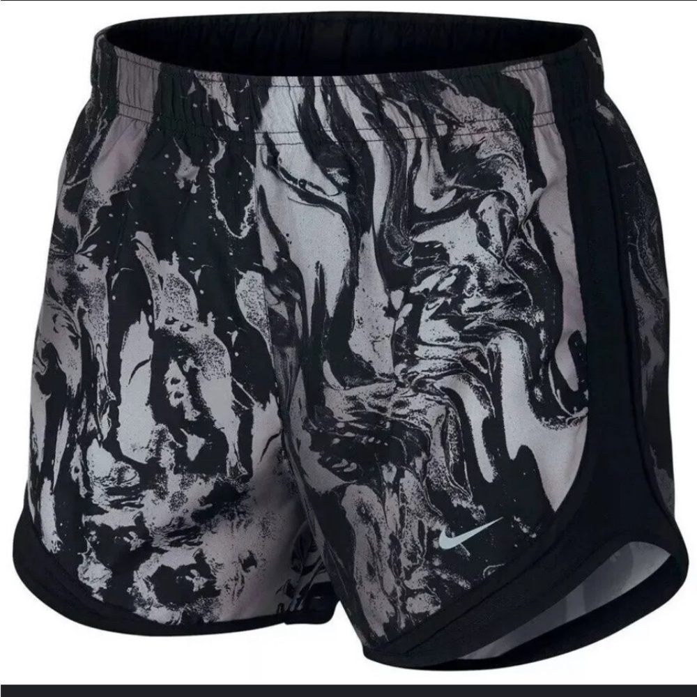 $15 sale Nike Black Grey Marble Print Dri-Fit Tempo Running Shorts XS UA1